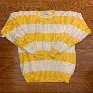 Vintage 1980’s Christian Dior Men’s Sweater yellow/white strips Size medium